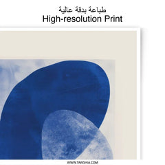 Indigo Abstract Photographic Print, Modern Art Home Decor, Minimalist Wall Art, Blue Shapes Artwork, Trendy Graphic Print - Tawshia