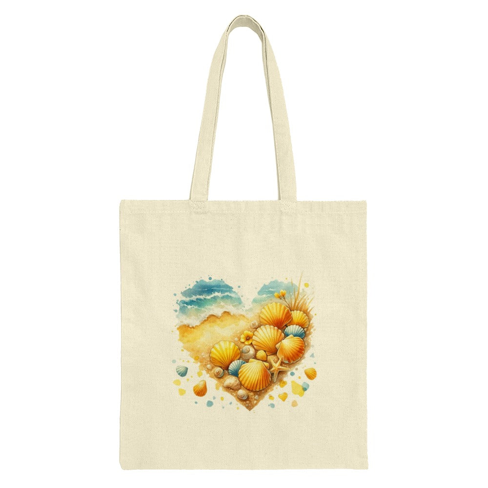 Seashell Heart Tote Bag, Beach Lover Gift, Coastal Decor, Summer Tote, Ocean Theme, Sea Shell Art, Aesthetic Bag - Tawshia