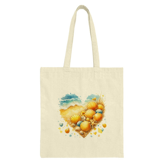 Seashell Heart Tote Bag, Beach Lover Gift, Coastal Decor, Summer Tote, Ocean Theme, Sea Shell Art, Aesthetic Bag - Tawshia