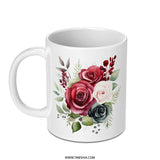 Floral Mug, Roses Mug, Watercolor Mug, Flower Mug, Gift Mug, Beautiful Mug, Botanical Mug, Coffee Lover Mug, Tea Mug, Unique Design Mug - Tawshia