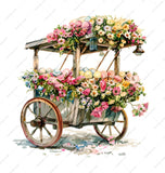 Floral Ice Cream Cart Mug, Watercolor Flower Cart Coffee Mug, Cute Food Cart Mug, Unique Flower Bouquet Mug, Whimsical Coffee Cup, Gift Mug - Tawshia