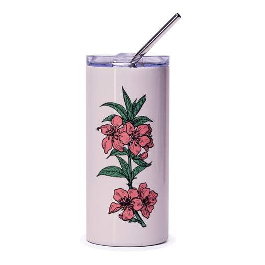 Floral Tumbler, Peach Blossom Tumbler, Flower Tumbler, Botanical Tumbler, Pink Flower Tumbler, Gifts for Her, Gift for Mom - Tawshia