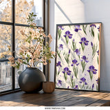 Purple Iris Wall Art, Floral Botanical Print, Elegant Home Decor, Flower Artwork, Nature Inspired Wall Decor - Tawshia