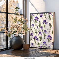 Purple Iris Wall Art, Floral Botanical Print, Elegant Home Decor, Flower Artwork, Nature Inspired Wall Decor - Tawshia