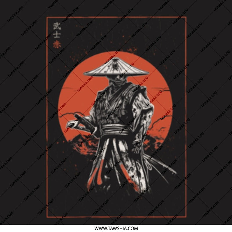 Ancient Warrior with Red Sun Graphic Art product type