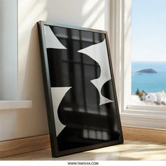 Abstract Black and White Wall Art, Modern Shapes Art Print, Minimalist Home Decor, Contemporary Artwork, Unique Wall Decor - Tawshia