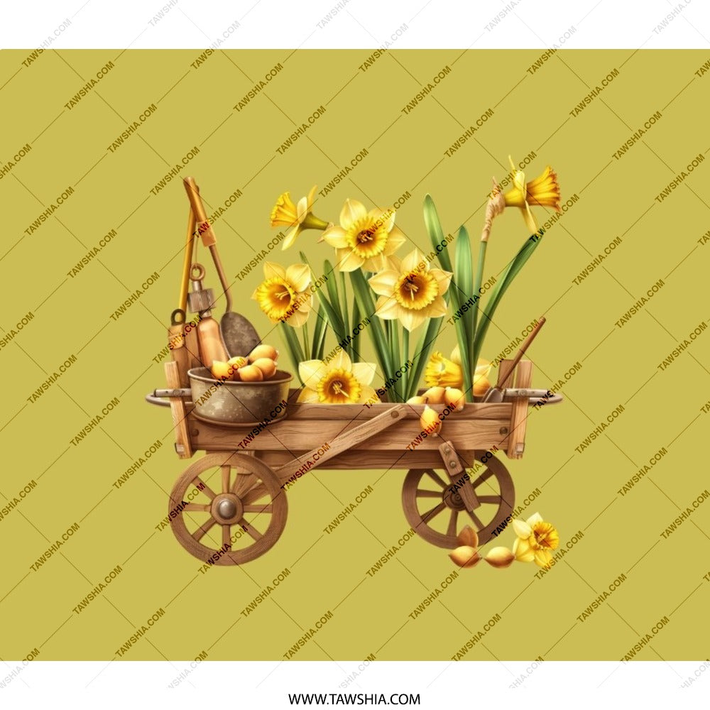 Daffodil Backpack, Floral Cart Backpack, Springtime Backpack, Flower Lover Gift, Botanical Backpack, Cute Backpack, Everyday Backpack - Tawshia