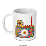 Retro Radio Mug, 70s Flower Power, Hippie Aesthetic Coffee Cup, Groovy Vintage Inspired Design, Unique Gift for Music Lovers - Tawshia
