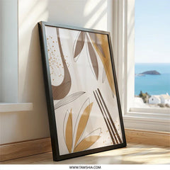 Abstract Leaf Wall Art, Modern Botanical Print, Minimalist Art Poster, Earth Tones Art, Scandinavian Art, Living Room Decor - Tawshia