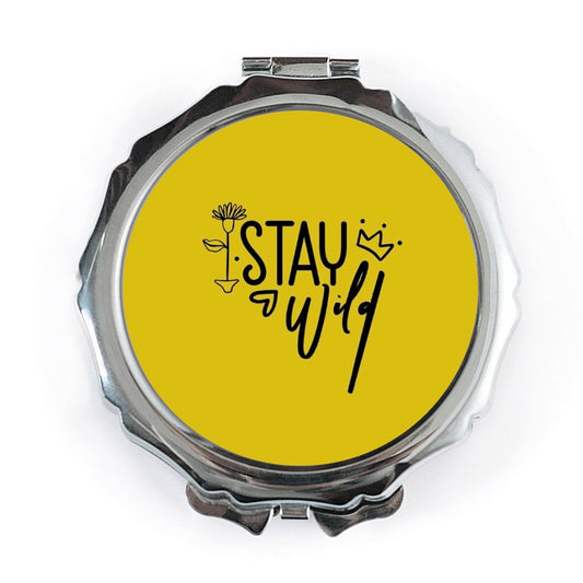 Stay Wild Pocket Mirror, Motivational Quote Gift, Yellow Aesthetic Mirror, Inspirational Present, Travel Mirror, Pocket Makeup Mirror - Tawshia