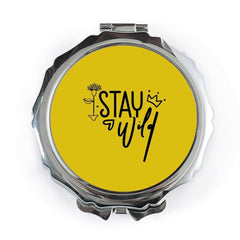 Stay Wild Pocket Mirror, Motivational Quote Gift, Yellow Aesthetic Mirror, Inspirational Present, Travel Mirror, Pocket Makeup Mirror - Tawshia