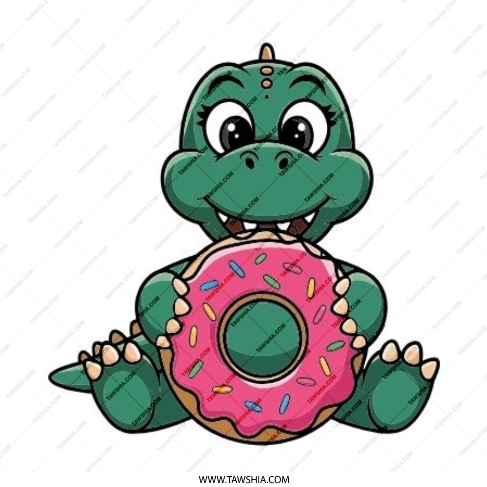 Cute Dino Donut Pinback Button, Funny Dinosaur Badge, Cartoon Animal Button, Unique Gift Idea, Aesthetic Pin - Tawshia