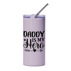 Daddy is My Hero Tumbler, Fathers Day Gift Idea, Gift for Dad, Gift from Daughter, Gift from Son, Tumbler with Straw - Tawshia