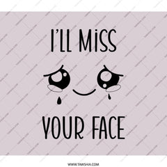 I'll Miss Your Face Backpack, Farewell Gift, Goodbye Present, Sad Emoji Backpack, Leaving Gift, Black Backpack - Tawshia