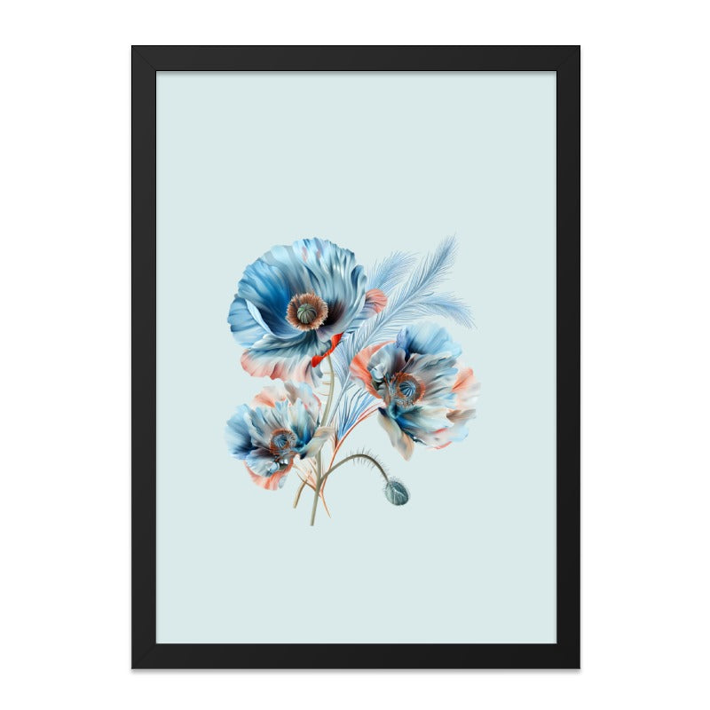 Blue Poppy Wall Art, Floral Print, Botanical Art, Flower Wall Decor, Nature Inspired Art, Framed Art Print, Unique Gift Idea - Tawshia