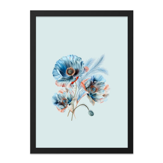 Blue Poppy Wall Art, Floral Print, Botanical Art, Flower Wall Decor, Nature Inspired Art, Framed Art Print, Unique Gift Idea - Tawshia