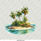 Tropical Island Pocket Mirror, Beach Palm Tree Compact Mirror, Summer Vacation Travel Mirror, Coastal Getaway Gift, Island Life Makeup - Tawshia