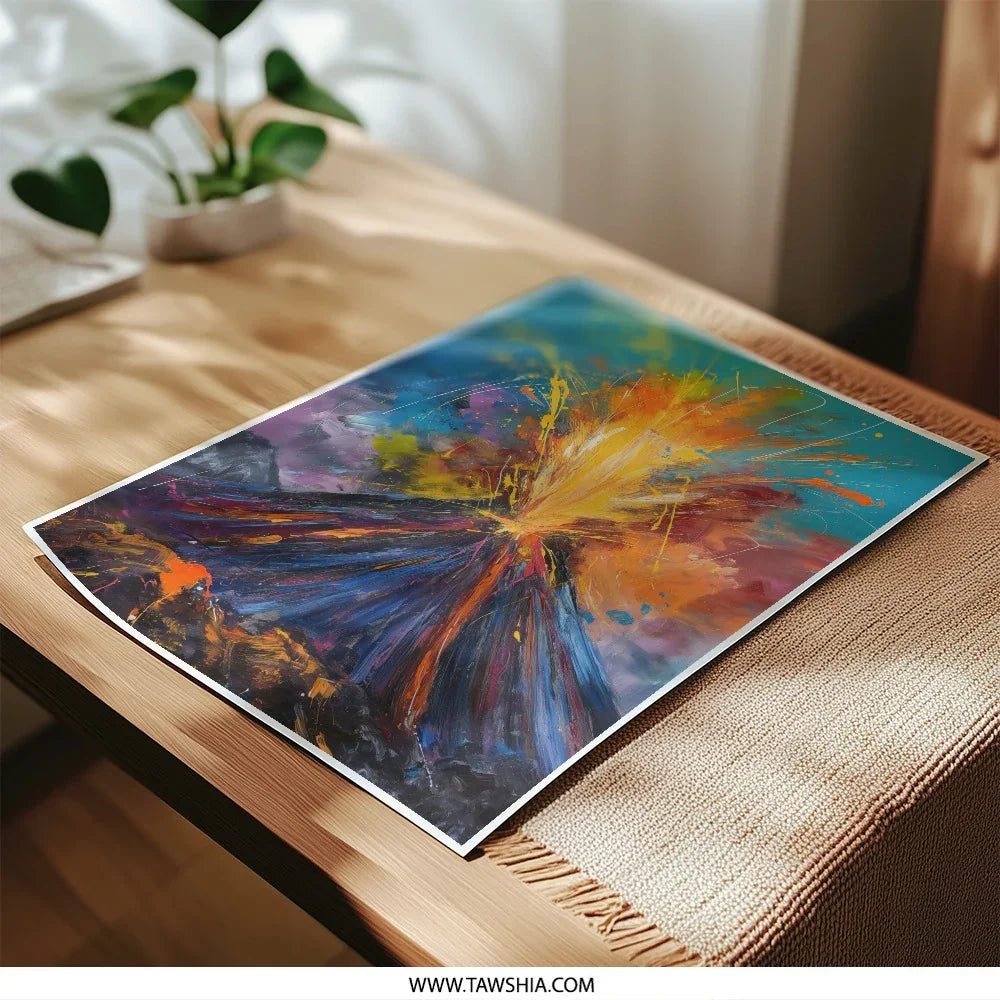 Volcano Eruption Photographic Print, Abstract Art Print, Colorful Wall Decor, Mountain Landscape Photography, Modern Art Print - Tawshia