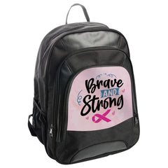 Brave And Strong Backpack, Breast Cancer Awareness Back Pack, Ribbon Design BackPack, Gift for Her BackPack, Supportive Gifts - Tawshia
