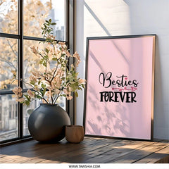 Besties Forever Wall Art, Friendship Gift, Best Friend Decor, Cute Wall Decor, Girl Room Decor, Gift For Her, Trendy Art, Home Decor - Tawshia