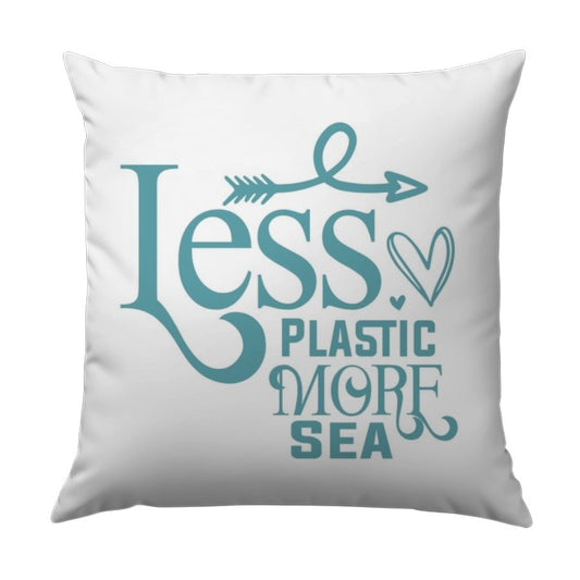 Less Plastic More Sea Pillow, Eco Friendly Throw Pillow, Ocean Lover Gift, Coastal Home Decor, Beach House Pillow, Environmental Pillow - Tawshia