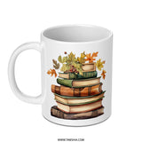 Autumn Books Mug, Fall Reading Mug, Book Lover Gift, Library Mug, Reader Gift, Cozy Mug, Gift for Teacher, Fall Decor Mug - Tawshia