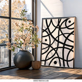 Abstract Wall Art, Modern Geometric Print, Black and White Circles, Minimalist Home Decor, Contemporary Art Print - Tawshia