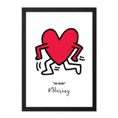 Keith Haring Heart Wall Art, Pop Art Print, 80s Art Poster, Running Heart Design, Contemporary Art Decor, Trendy Wall Art - Tawshia