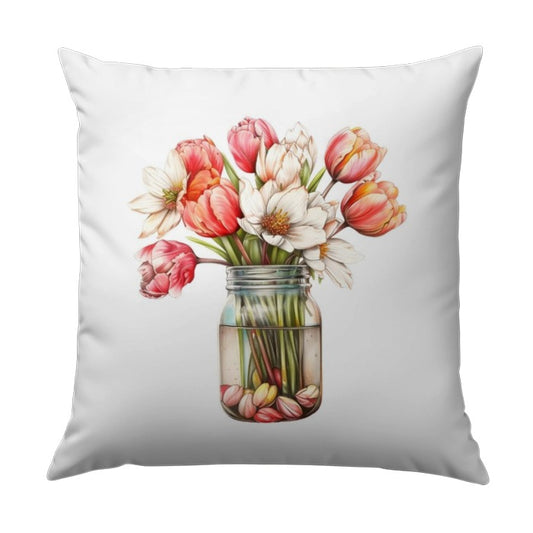 Floral Pillow, Tulip Pillow, Flower Bouquet Throw Pillow, Spring Decor Cushion, Botanical Pillow, Home Accent Pillow, Living Room Pillow - Tawshia
