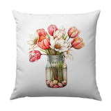Floral Pillow, Tulip Pillow, Flower Bouquet Throw Pillow, Spring Decor Cushion, Botanical Pillow, Home Accent Pillow, Living Room Pillow - Tawshia