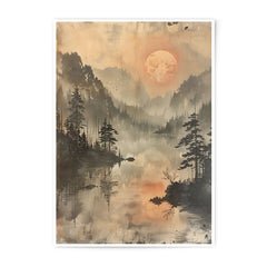 Moonlit Lake Photographic Print, Misty Mountain Art, Nature Reflection, Zen Landscape, Atmospheric Wall Decor, Serene Home Art, Fine Art - Tawshia