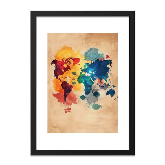 Colorful World Map Wall Art, Watercolor Earth Print, Abstract Geography Poster, Travel Home Decor, Modern Art Print, Global Inspiration - Tawshia