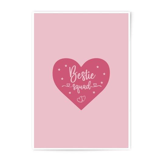 Bestie Squad Print, Pink Heart Art, Friendship Photo, Best Friend Decor, Cute Wall Art, Photographic Prints, Gift for Bestie - Tawshia