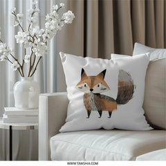 Cute Fox Pillow, Animal Throw Pillow, Whimsical Home Decor, Kids Room Pillow, Nursery Decor Pillow, Modern Home Pillow - Tawshia
