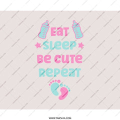 Eat Sleep Be Cute Repeat Mouse Pad, Baby Shower Gift, New Mom Gift, Cute Baby Feet Mousepad, Baby Bottles Design Mouse Pad - Tawshia