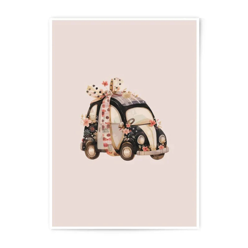 Floral Car Photographic Prints, Cute Car Art, Whimsical Car Print, Car Wall Decor, Flower Prints, Childrens Room Art, Nursery Prints - Tawshia