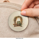 Cozy Reading Nook Pinback, Book Lover Gift, Bookworm Pin, Cozy Aesthetic Badge, Library Scene Button Pin, Fall Aesthetic Pinback Button - Tawshia