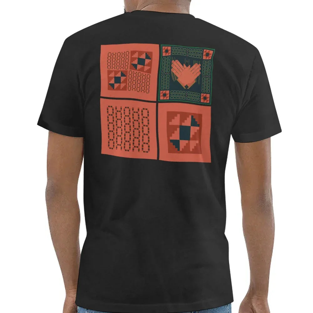 Unique Patchwork Design Black T-shirt product