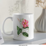 Pink Allamanda Flower Mug, Floral Botanical Coffee Mug, Vintage Flower Mug, Nature Lover Mug, Gift Mug - Tawshia