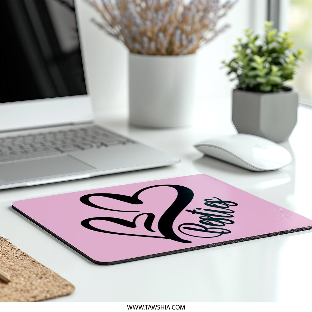 Besties Heart Mouse Pad, BFF Gift, Best Friend Mousepad, Friendship Present, Cute Desk Decor, Gift For Her, Desk Accessory - Tawshia