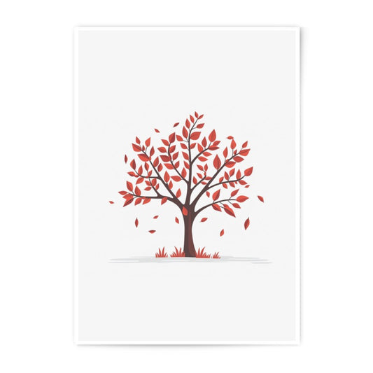 Autumn Tree Photographic Print, Fall Season Art, Minimalist Tree Wall Decor, Red Leaves, Nature Photography, Modern Home Decor, Gift Idea - Tawshia