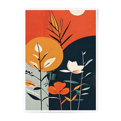 Abstract Floral Photographic Print, Modern Flower Art, Botanical Wall Decor, Geometric Art Print, Home Decor Photo, Orange and Blue - Tawshia