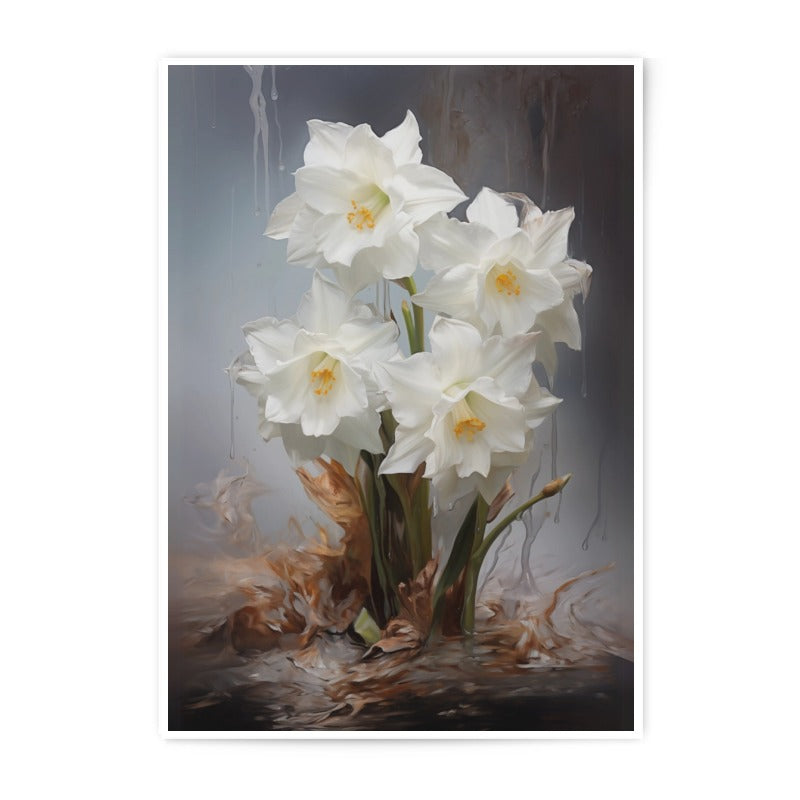 White Narcissus Photographic Print, Floral Wall Art, Flower Photography, Botanical Art Print, Modern Home Decor, Spring Flowers - Tawshia