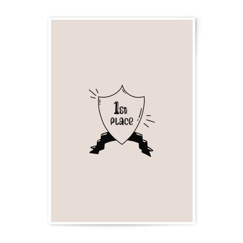 First Place Photographic Prints, Achievement Art, Winner Decor, Minimalist Prints, Motivation Poster, Nursery Room Art - Tawshia