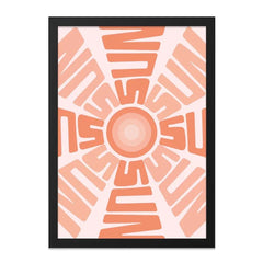 Retro Sun Wall Art, Mid Century Modern Print, Geometric Sunburst Decor, Abstract Sunrise Artwork, Peach and Orange Wall Art - Tawshia