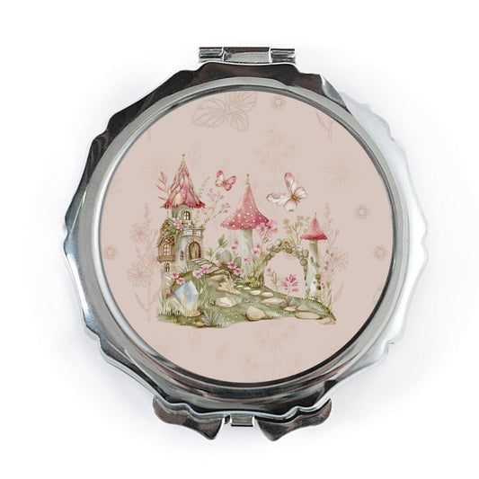 Fairy House Pocket Mirror, Fantasy Castle Compact Mirror, Enchanted Home Pocket Mirror, Fairytale Mirror, Mushroom House Mirror - Tawshia