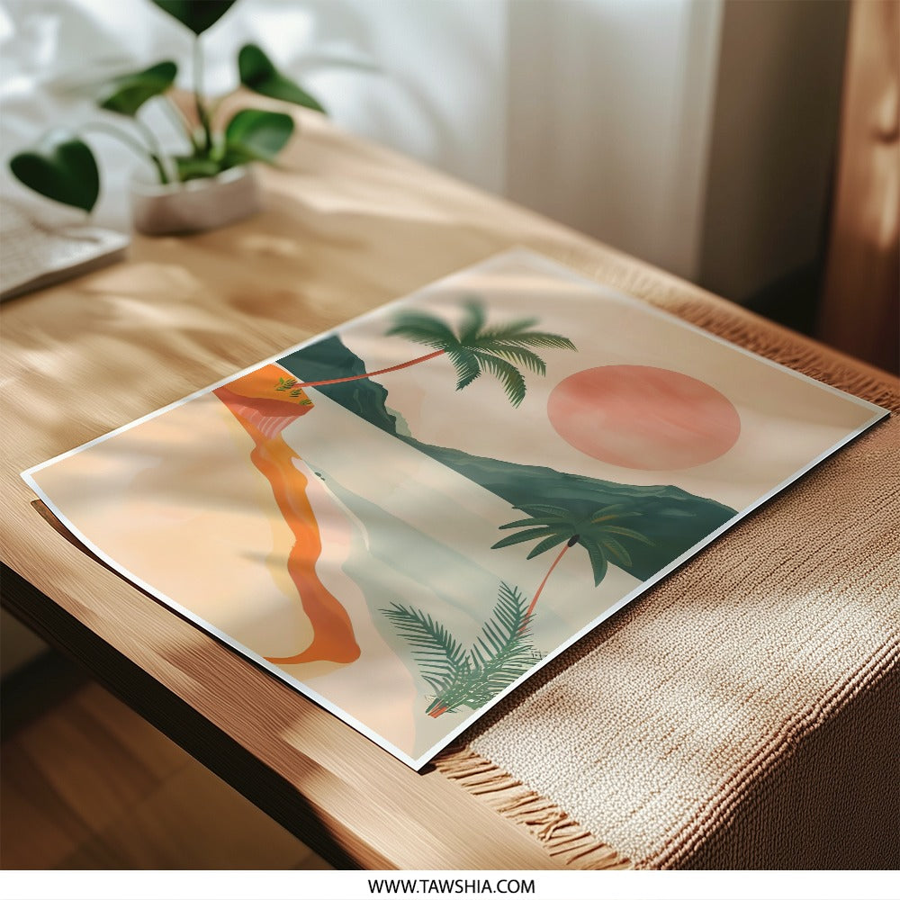 Tropical Beach Photographic Print, Palm Tree Art, Sunset Landscape Photo, Coastal Wall Decor, Vacation Vibes, Summer Home Decor - Tawshia