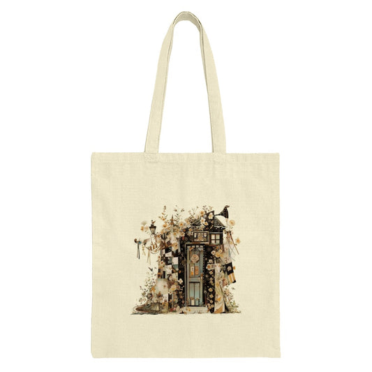 Floral Door Tote Bag, Whimsical Home Decor Bag, Unique Art Tote, Cottagecore Aesthetic, Botanical Design Shopper Bag - Tawshia