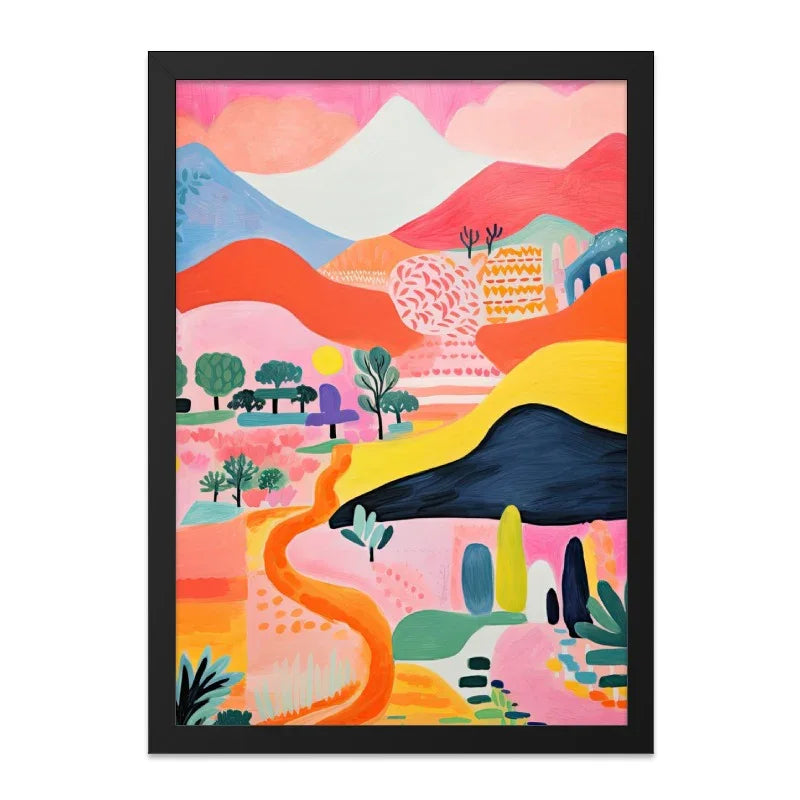 Colorful Landscape Wall Art, Whimsical Mountain Print, Abstract Nature Painting, Playful Home Decor, Modern Art Print - Tawshia