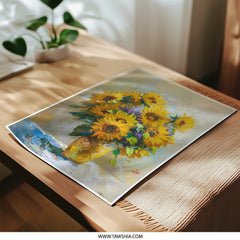 Sunflower Bouquet Photographic Print, Floral Art, Still Life Painting, Impressionist Wall Decor, Summer Decor, Flower Print - Tawshia